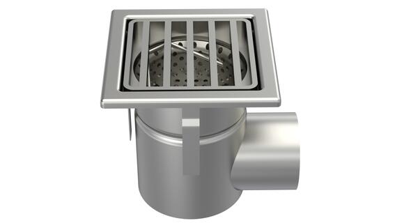 20100IPLB - Floor drain trap 200x200 with a side outlet 100 mm